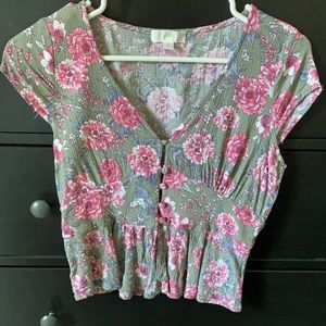Pink floral blouse